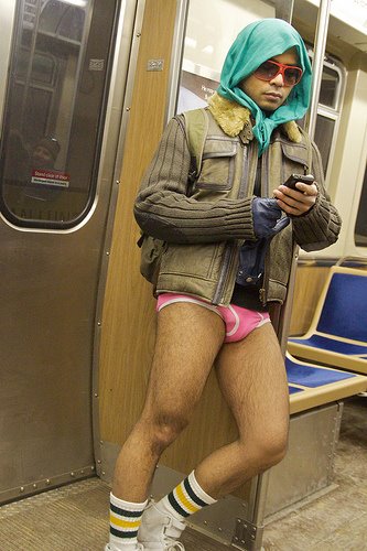 Pink undies on the train