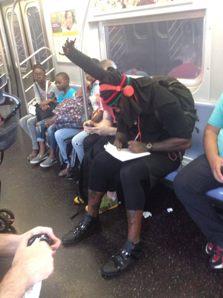 Busta Rhymes hair on NYC subway