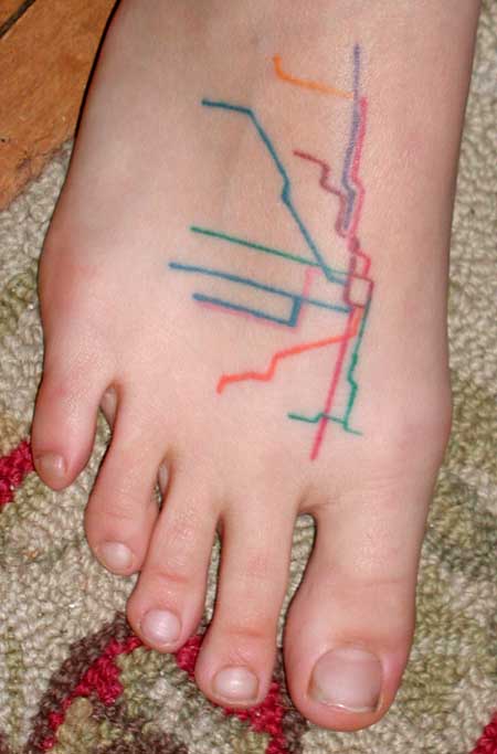 CTA Map foot tattoo