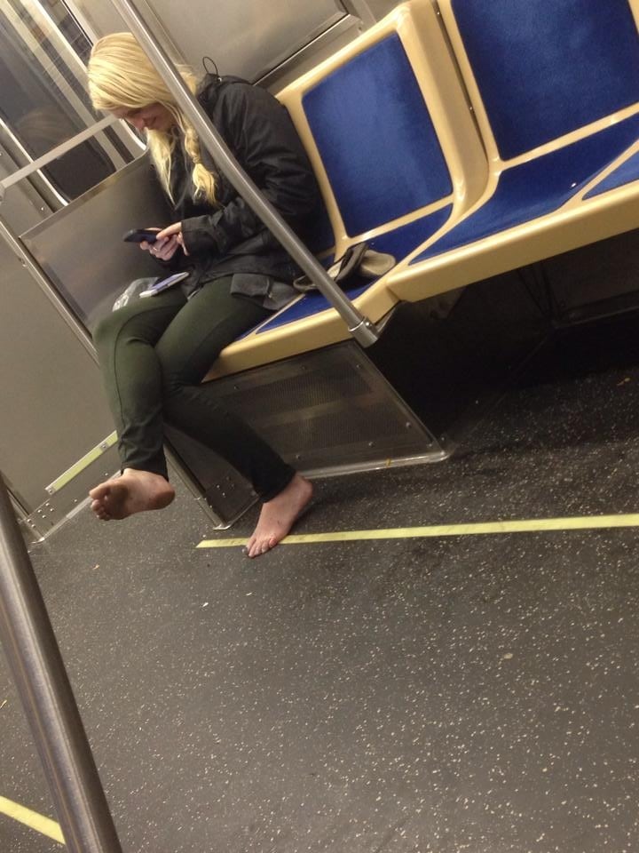 Bare feet on the train.  Disgusting