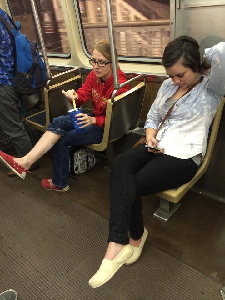 Shaving legs on the train!?