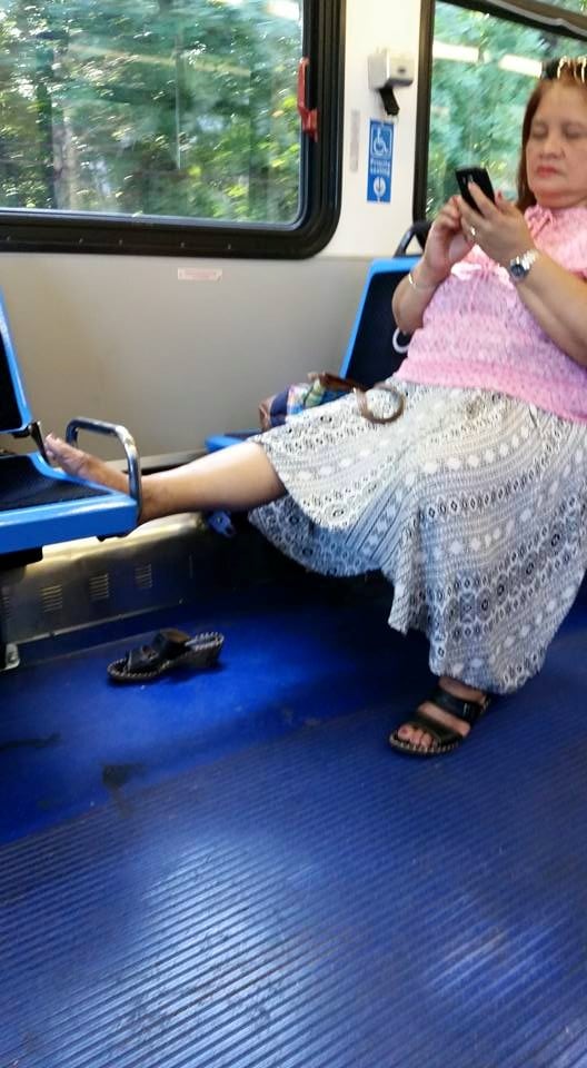 Taking up 3 priority seats with your stanky-ass feet