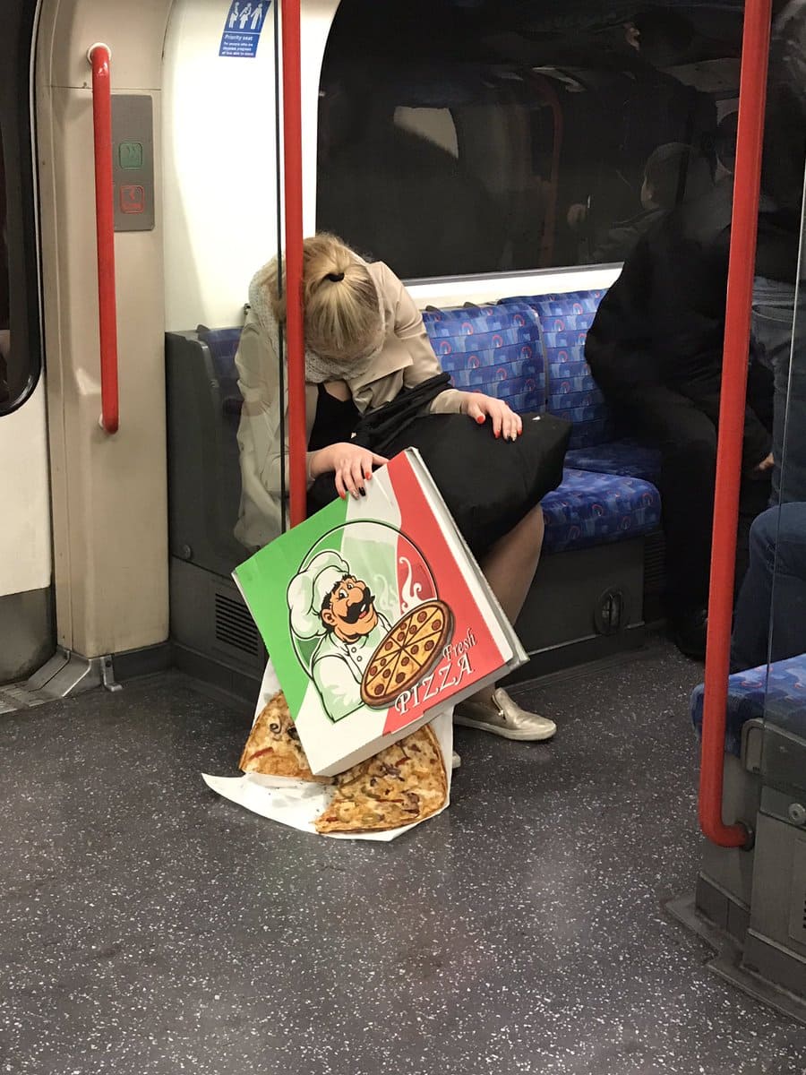 Pizza Girl on the Subway