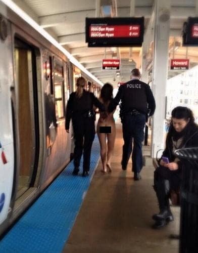 Nude Woman arrested on the Red Line