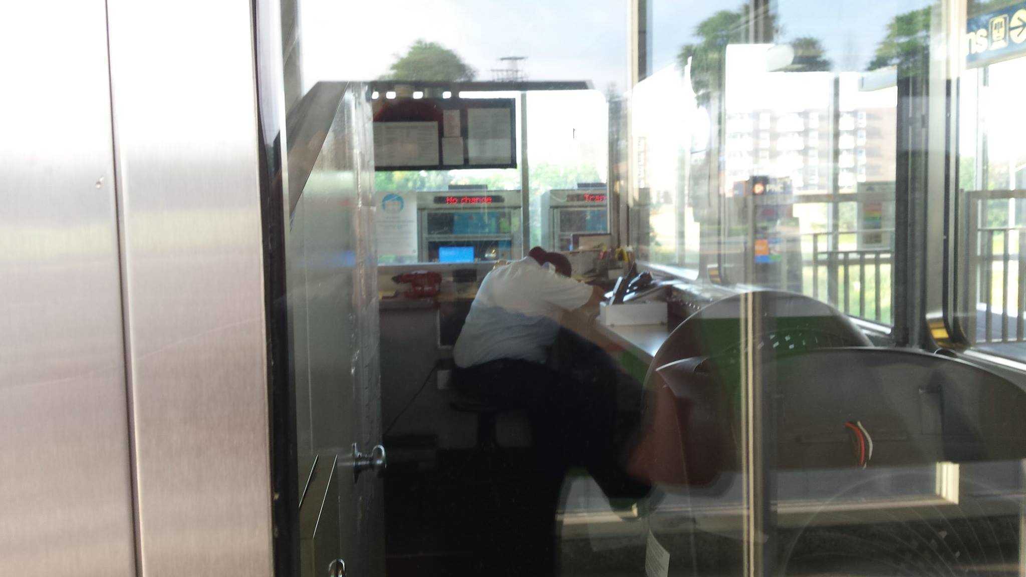 Snoozin on the job.  I think there will be an opening at CTA soon…